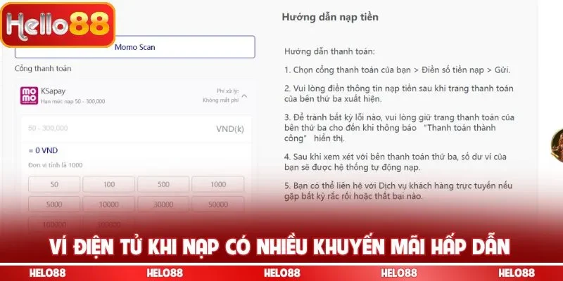Ví điện tử khi nạp có nhiều khuyến mãi hấp dẫn
